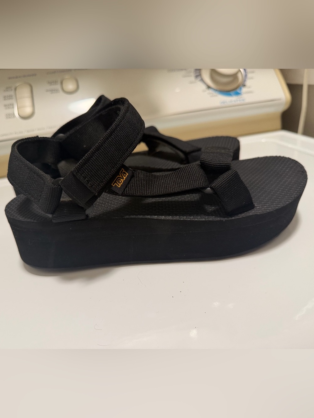 Teva Black Strappy Platform Sandals